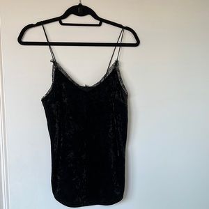 Velvet spaghetti strap top